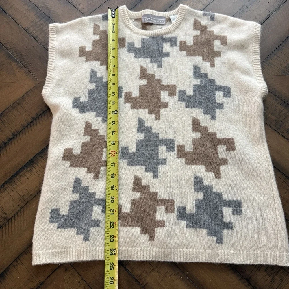 Evan Picone VTG Lambswool Angora Sweater Women's L Lightweight Sleeveless - Picture 3 of 6